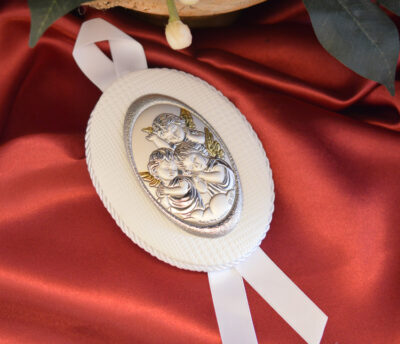 Three Angels Hanging Icon – White Crib Holder (Made in Italy)